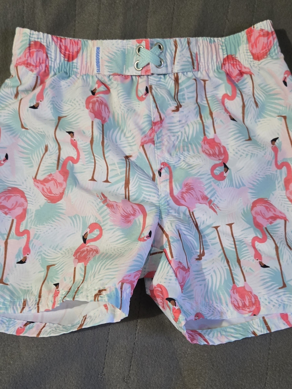 Rugged Butts Flamingo Swim Trunks Boys Size 5 Tropical Palm Print Swim Shorts